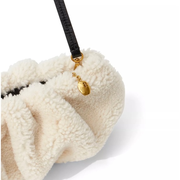NWOT STAUD Bean Shearling Teddy Bear Cream Shoulder Convertible Bag Clutch Purse - Picture 4 of 12